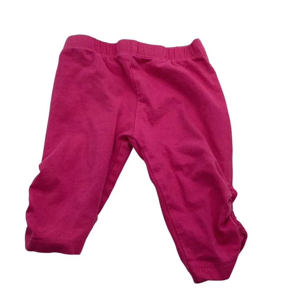 Children's Place Baby Girl 0-3M Pink Elastic Waist Pants With Ruched Hem Detail‎
